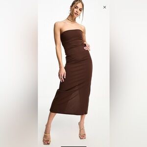 ASOS DESIGN Brown Bandeau Dress
